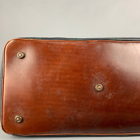 Vintage RALPH LAUREN Green & Black Tan Blackwatch Leather Duffle Bag