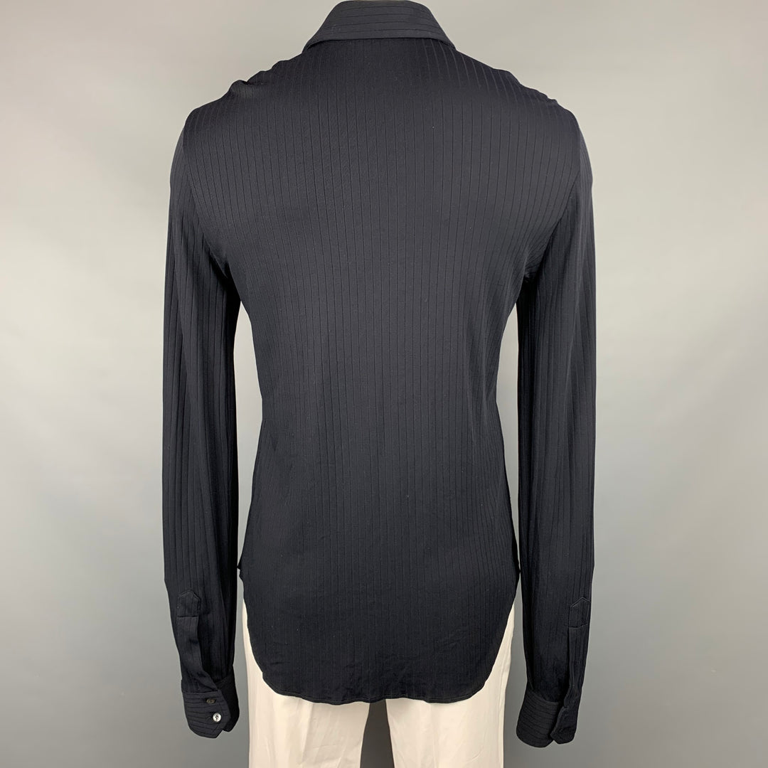 GIORGIO ARMANI Size L Black Ribbed Button Up Long Sleeve Shirt