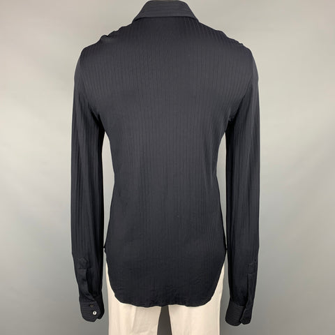 GIORGIO ARMANI Size L Black Ribbed Button Up Long Sleeve Shirt