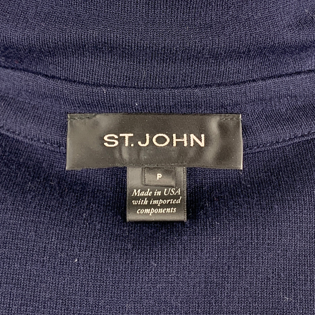 ST. JOHN Taille S Navy Wool Blend Extended Cardigan Duster Coat