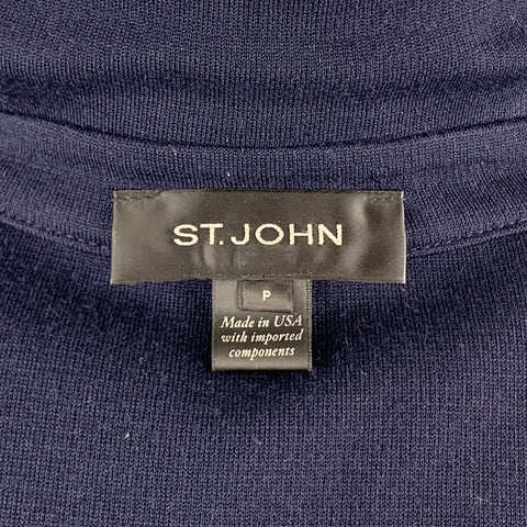 ST. JOHN Size S Navy Wool Blend Extended Cardigan Duster Coat