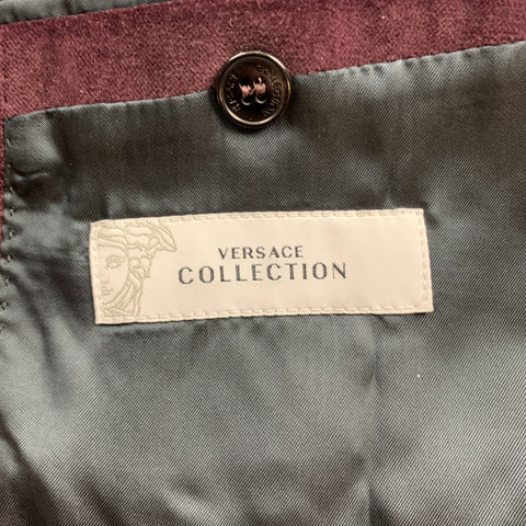 VERSACE COLLECTION Size 36 Burgundy Velvet Peak Lapel Sport Coat
