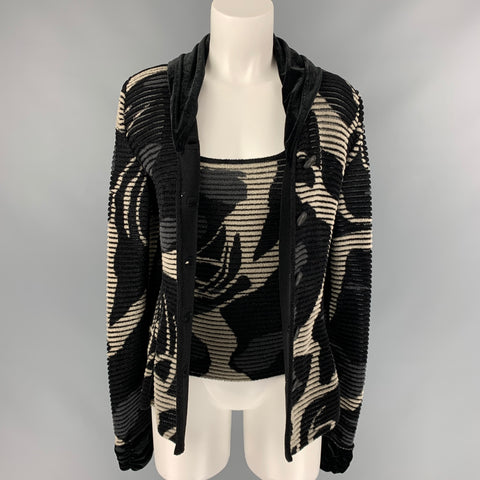 GIORGIO ARMANI Talla 4 Conjunto de 2 piezas de cárdigan de viscosa / poliamida negro y gris