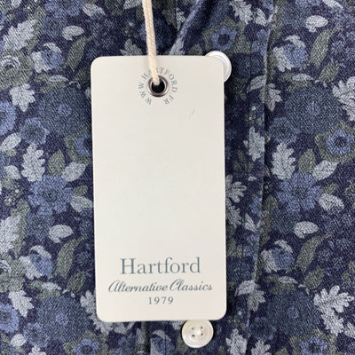 HARTFORD Size M Navy & Grey Floral Cotton Button Up Long Sleeve Shirt