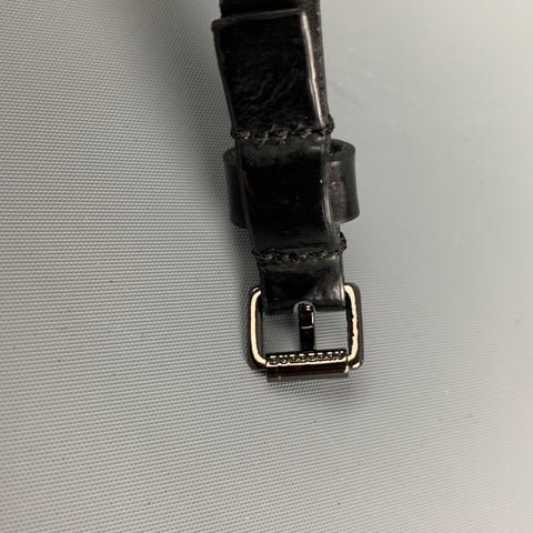 BURBERRY Size 2 Black Leather Skinny Belt