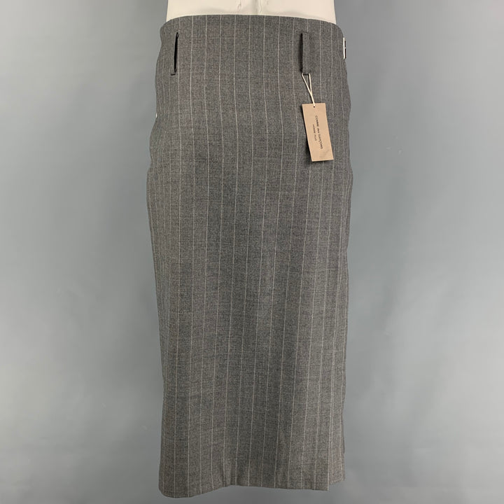 COMME des GARCONS HOMME PLUS Size M Grey Chalkstripe Wool Kilt Skirt