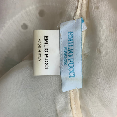 EMILIO PUCCI Talla 8 Blusa sin mangas bordada de algodón multicolor crema