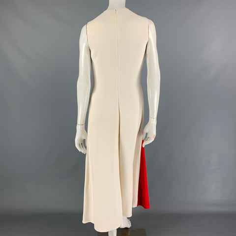 RALPH LAUREN Collection Size M Cream Red Silk Color Block Sleeveless Jumpsuit