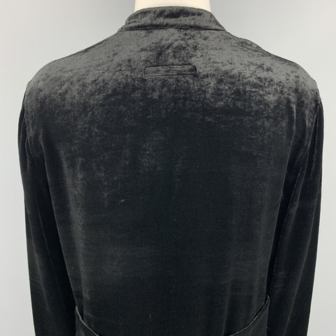 JEAN PAUL GAULTIER Size 10 Black Silk Blend Velour Band Collar Dress Top