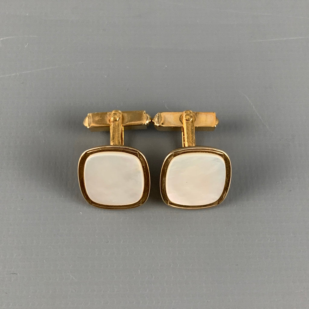 SWANK Gold Mother of Pearl Cuff Links