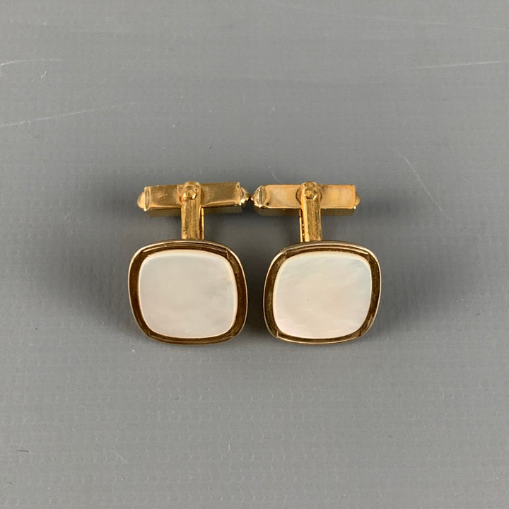 SWANK Gold Mother of Pearl Cuff Links