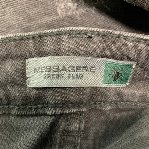 MESSAGERIE Size 31 Grey Charcoal Distressed Cotton  Elastane Button Fly Jeans