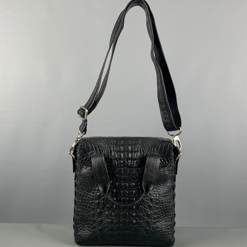 BRUCEGAO Black Crocodile Leather Cross Body Bags