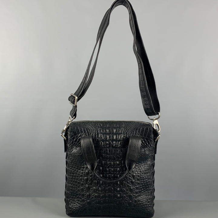 BRUCEGAO Black Crocodile Leather Cross Body Bags