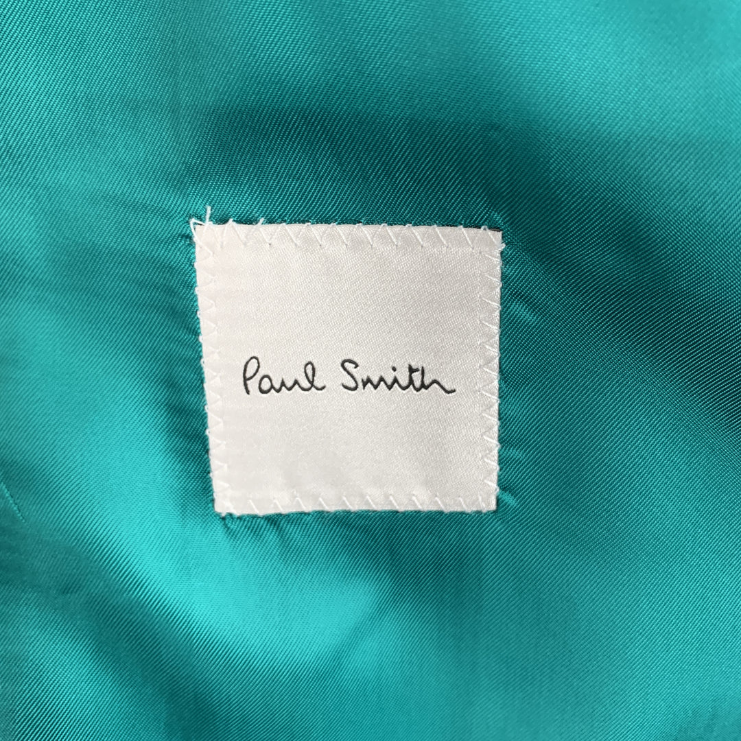 PAUL SMITH Talla 42 Abrigo deportivo corto con solapa de muesca de lana negra sólida
