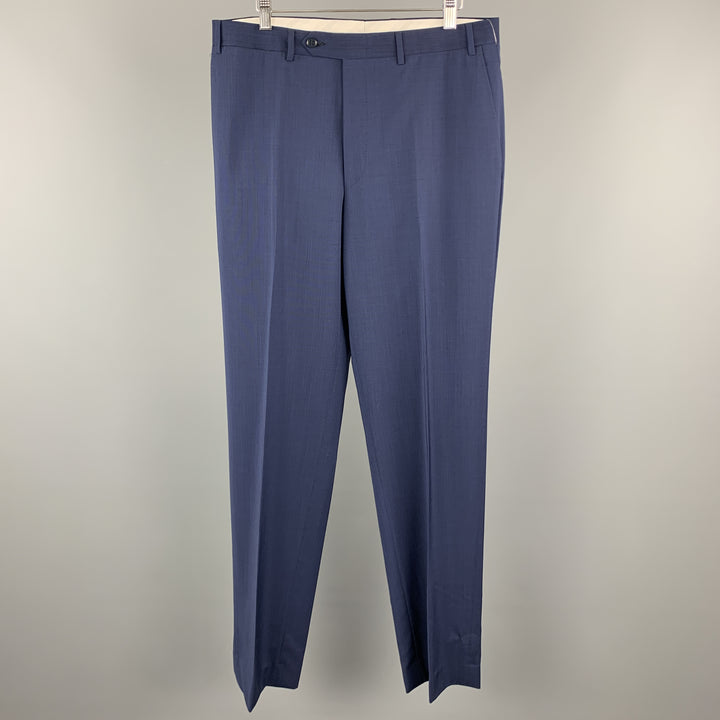 CANALI Size 34 x 35 Navy Wool Zip Fly Dress Pants