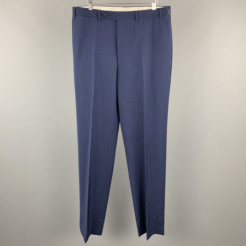 CANALI Size 34 x 35 Navy Wool Zip Fly Dress Pants