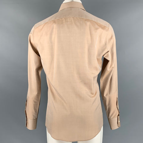 GUCCI Size M Orange Metallic Silk Long Sleeve Shirt