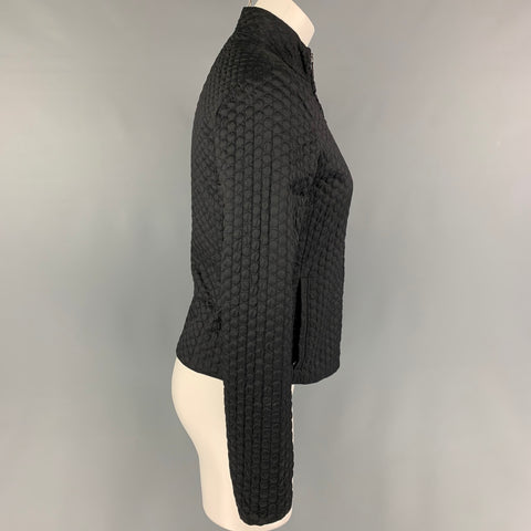 JIL SANDER Size 4 Black Polyester Blend Textured Reversible Jacket