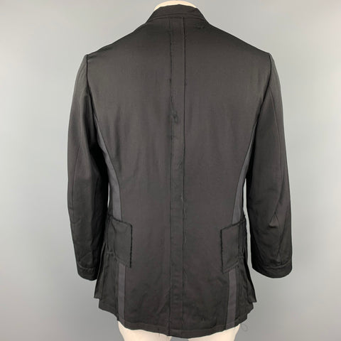 YOHJI YAMAMOTO Size L Black Wool Notch Lapel Buttoned Jacket