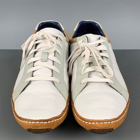 COLE HAAN Size 9.5 White Tan Leather Low Top Sneakers