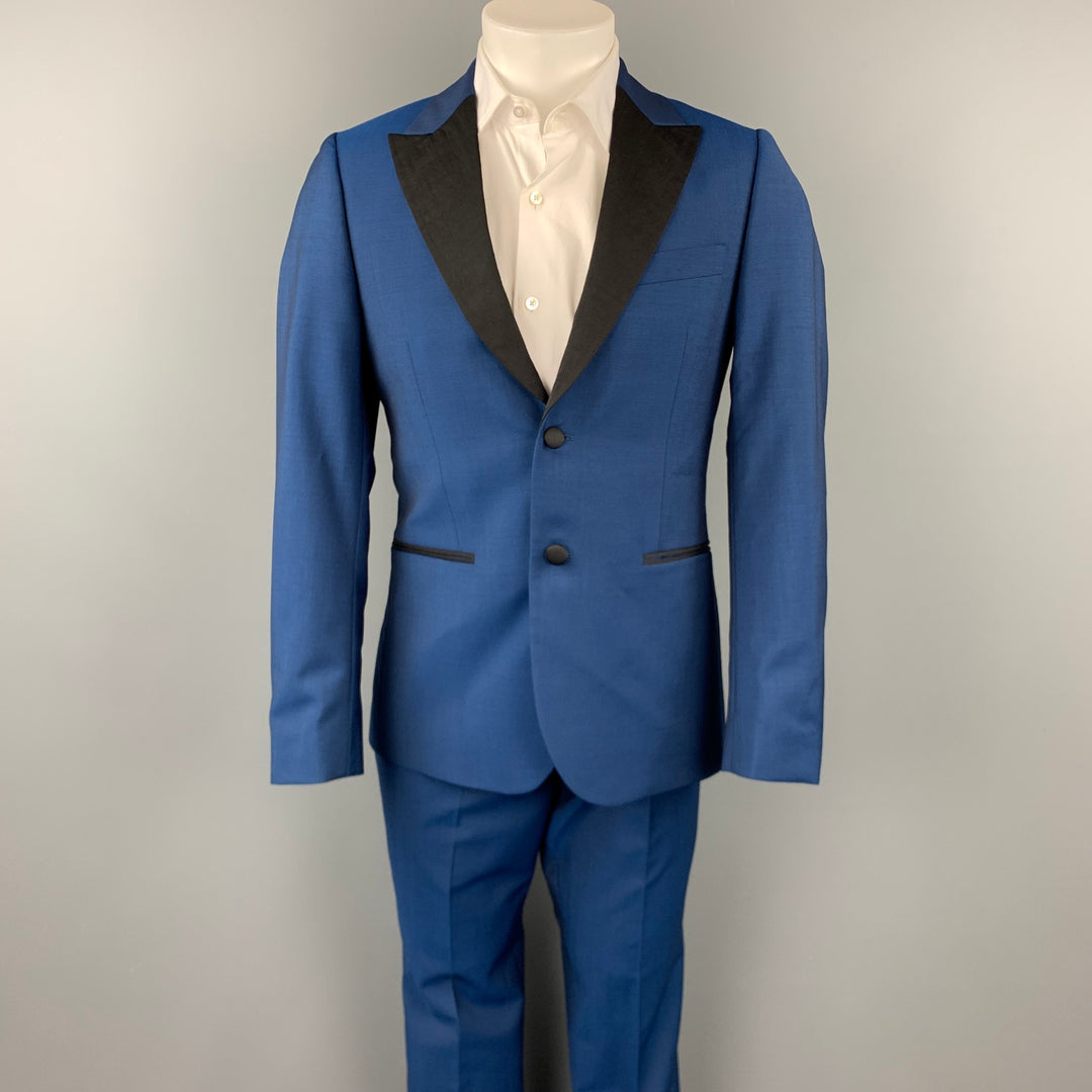 PAUL SMITH Soho Fit Size 38 Regular Royal Blue Wool / Mohair Tuxedo Suit