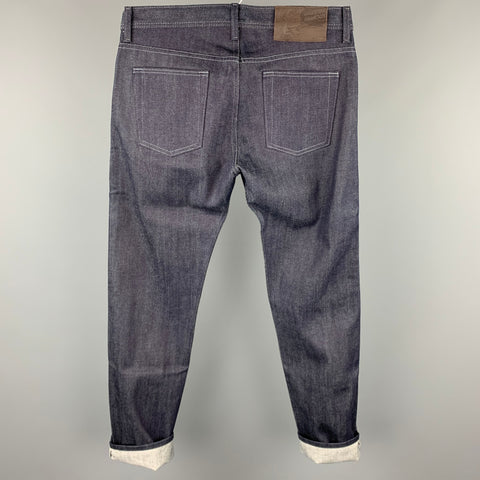 NAKED AND FAMOUS Size 34 Indigo Selvedge Denim Button Fly Jeans