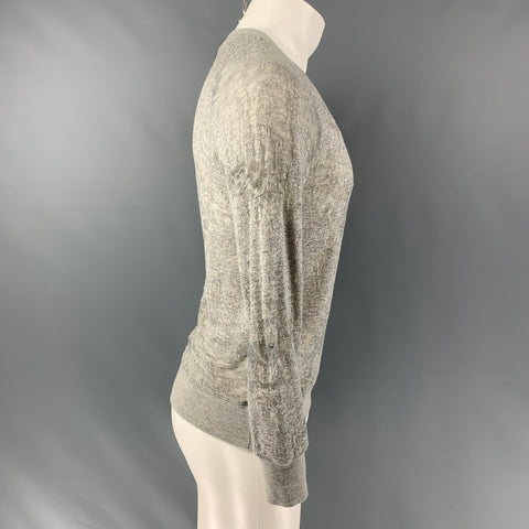 IRO Nona Size S Light Gray Distressed Cotton Blend  Long Sleeve Pullover