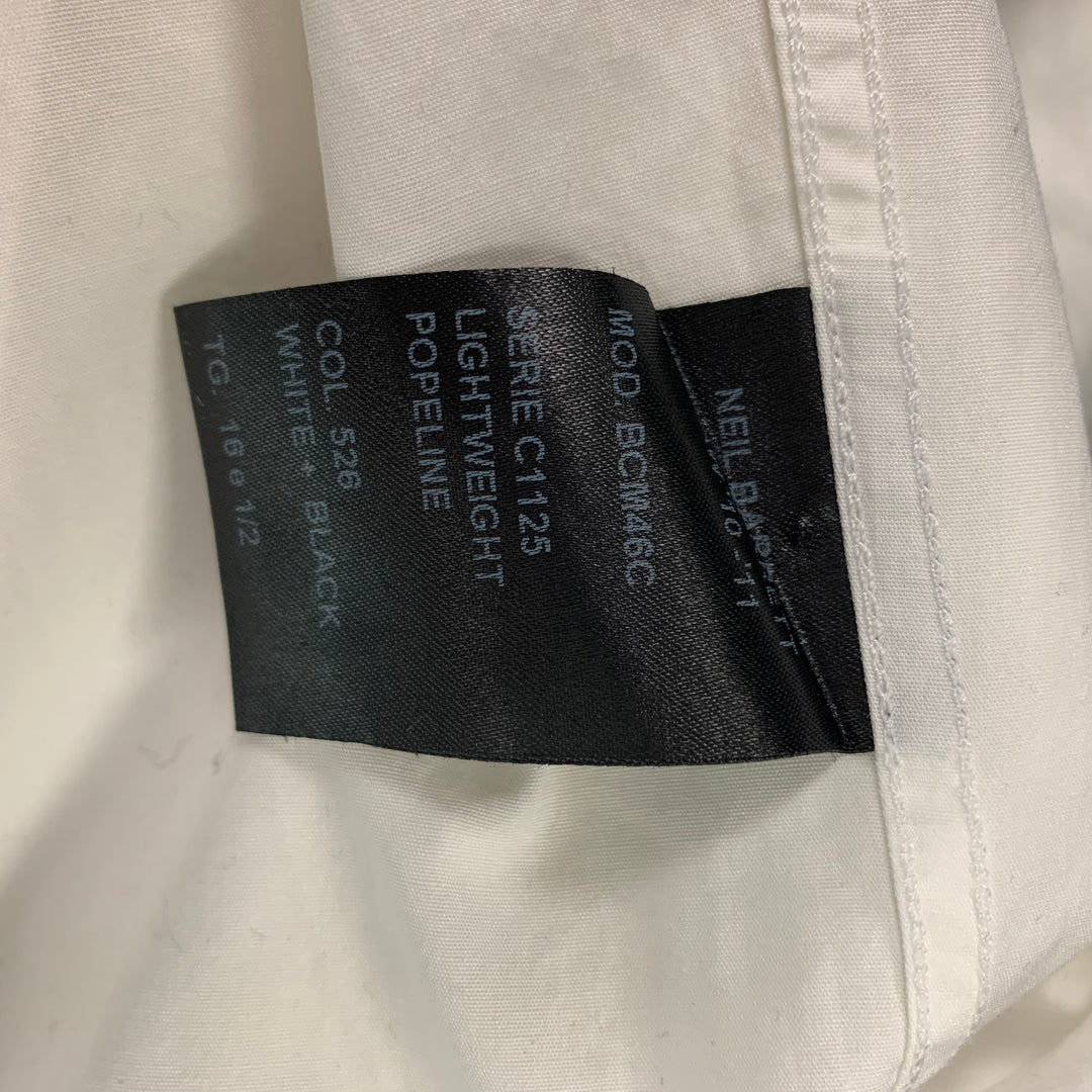 NEIL BARRETT Size M Black & White Color Block Cotton Long Sleeve Shirt