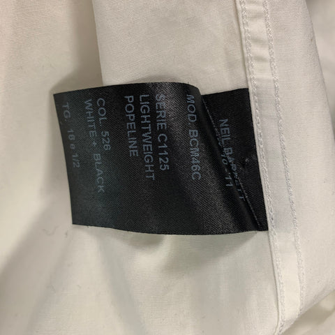 NEIL BARRETT Talla M Camisa de manga larga de algodón con bloques de color blanco y negro
