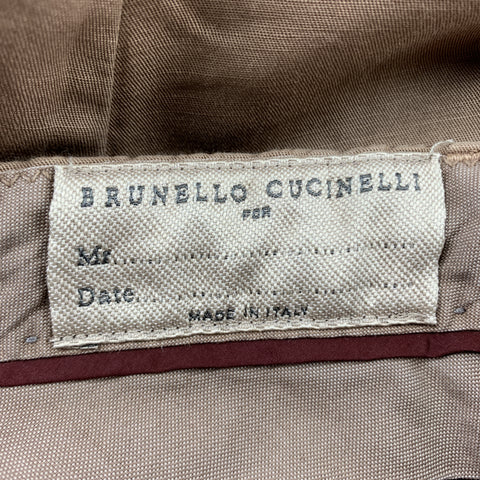 BRUNELLO CUCINELLI Size 28 Tan Linen / Cotton Drawstring Casual Pants