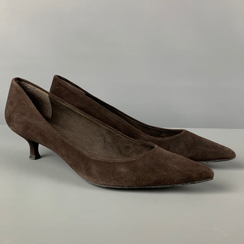 STUART WEITZMAN Talla 9.5 Zapatos de tacón de gatito de ante marrón