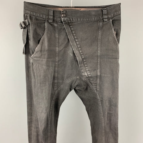 ALEXANDRE PLOKHOV Talla 30 Pantalones casuales de entrepierna caída de algodón negro