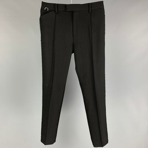 UNDERCOVER Size 28 Black Wool Tuxedo Dress Pants