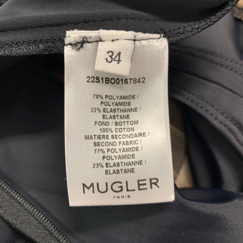MUGLER Taille 2 Noir &amp; Beige Polyamide Elasthanne Mesh Body Dress Top