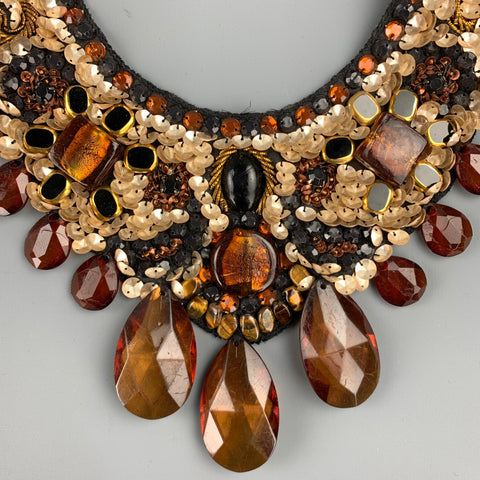 ROBERTA FREYMANN Black & Beige Embellished Necklace
