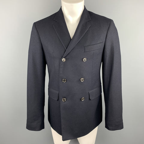 BLACK FLEECE Size 38 Navy Wool Double Breasted Notch Lapel Sport Coat