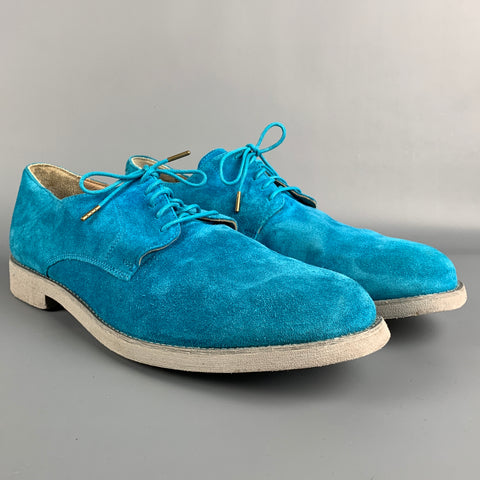 FLORSHEIM Size 12 Turquoise Suede Derby Lace Up Shoes