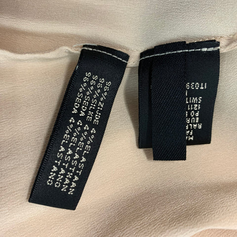 RALPH LAUREN Taille 8 Blouse à manches longues en soie et élasthanne beige