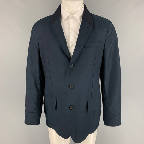ALEXANDER MCQUEEN Size 44 Navy Wool Shawl Collar Hybrid Sport Coat