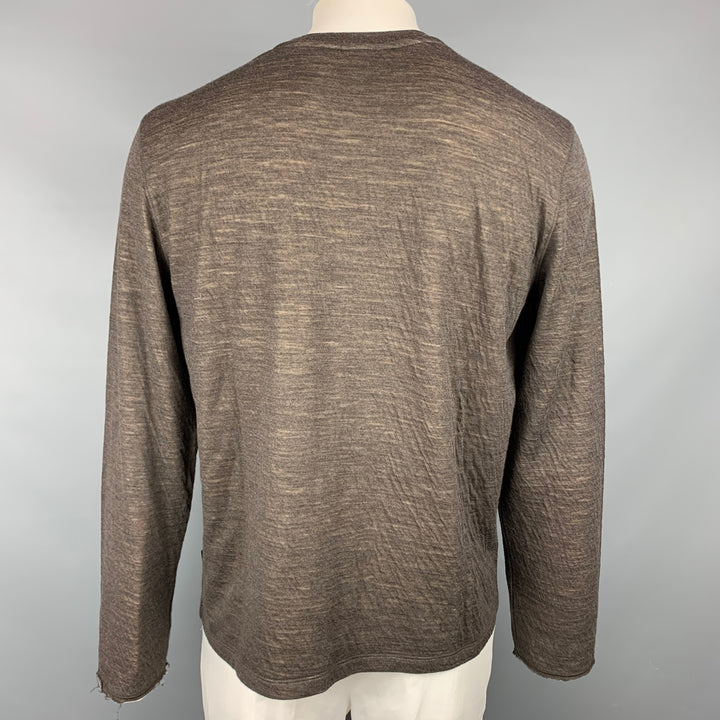 BOSS by HUGO BOSS Size XL Brown Heather Cotton / Wool V-Neck Pullover