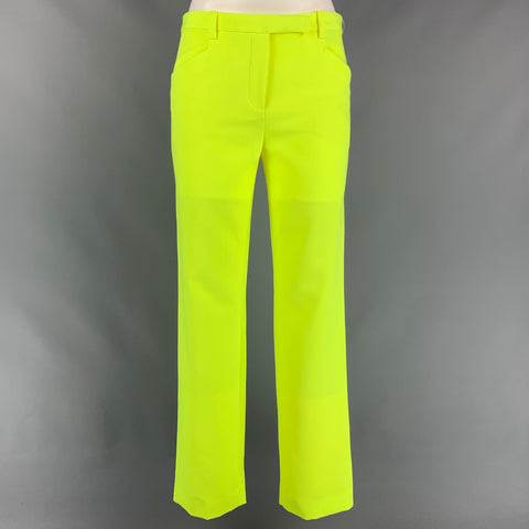 VERSACE Size 4 Neon Yellow Polyester Straight Leg Dress Pants
