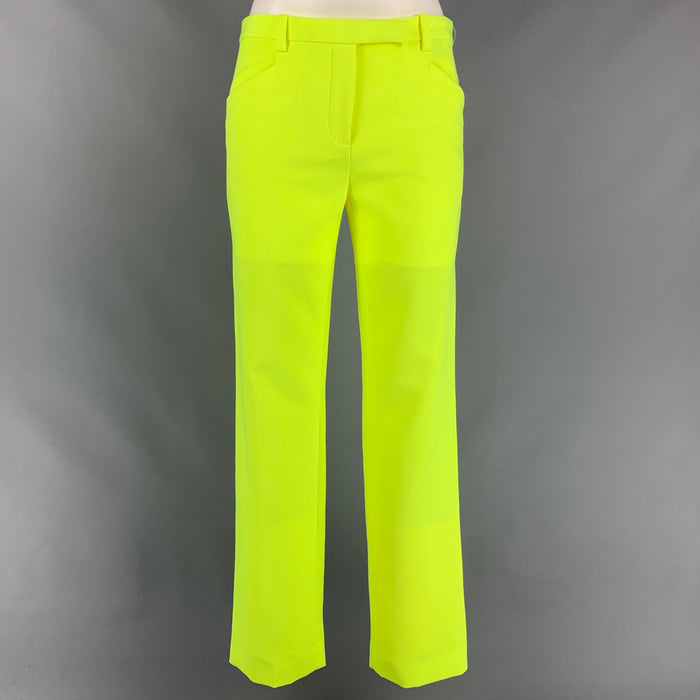 VERSACE Size 4 Neon Yellow Polyester Straight Leg Dress Pants