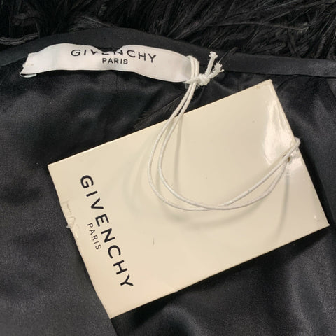 GIVENCHY Size 4 Black Silk Feathers Ostrich Cropped Jacket