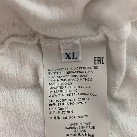 DSQUARED2 Size XL White Summer Graphic Cotton T-shirt