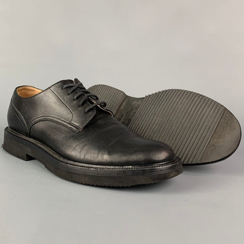 DRIES VAN NOTEN Size 8.5 Black Leather Derby Laces