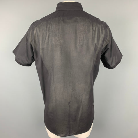 TURNBULL & ASSER Size XL Black Cotton Button Down Short Sleeve Shirt