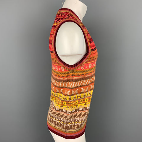 PAUL SMITH Chaleco tipo jersey con cuello en V y mezcla de lana Fairisle multicolor talla S