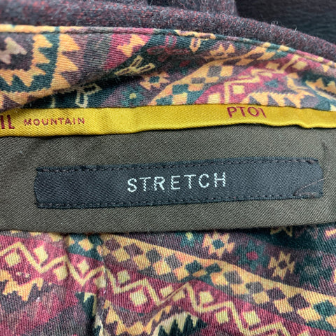 PT01 Rocky Vail Mountain Size 28 Burgundy Melange Virgin Wool Slim Fit Dress Pants