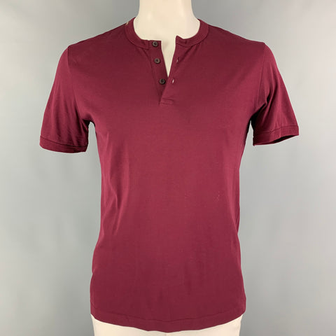 DOLCE & GABBANA Size M Burgundy Cotton Henley T-shirt